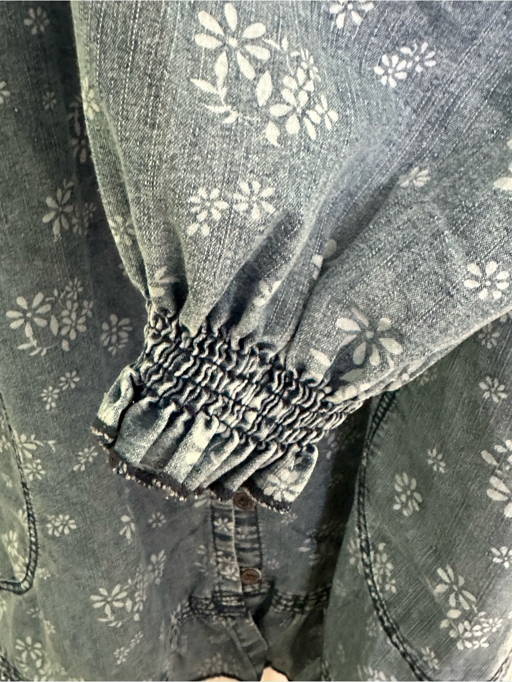 NWT EASEL FLORAL WASHED DENIM DRESS - Picture 4 of 11